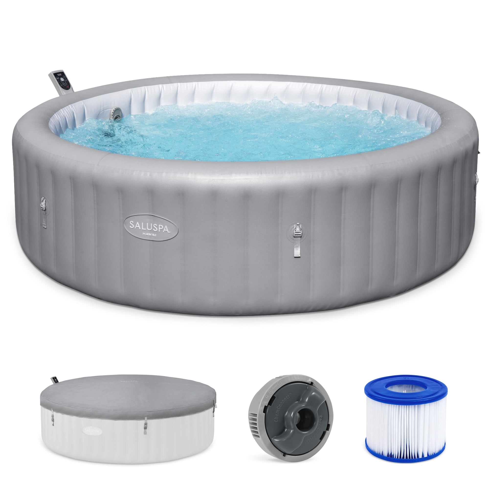 Bestway SaluSpa Hawaii 6-8 Person Inflatable Hot Tub, Round Energy-Efficient Spa, 93"x28"