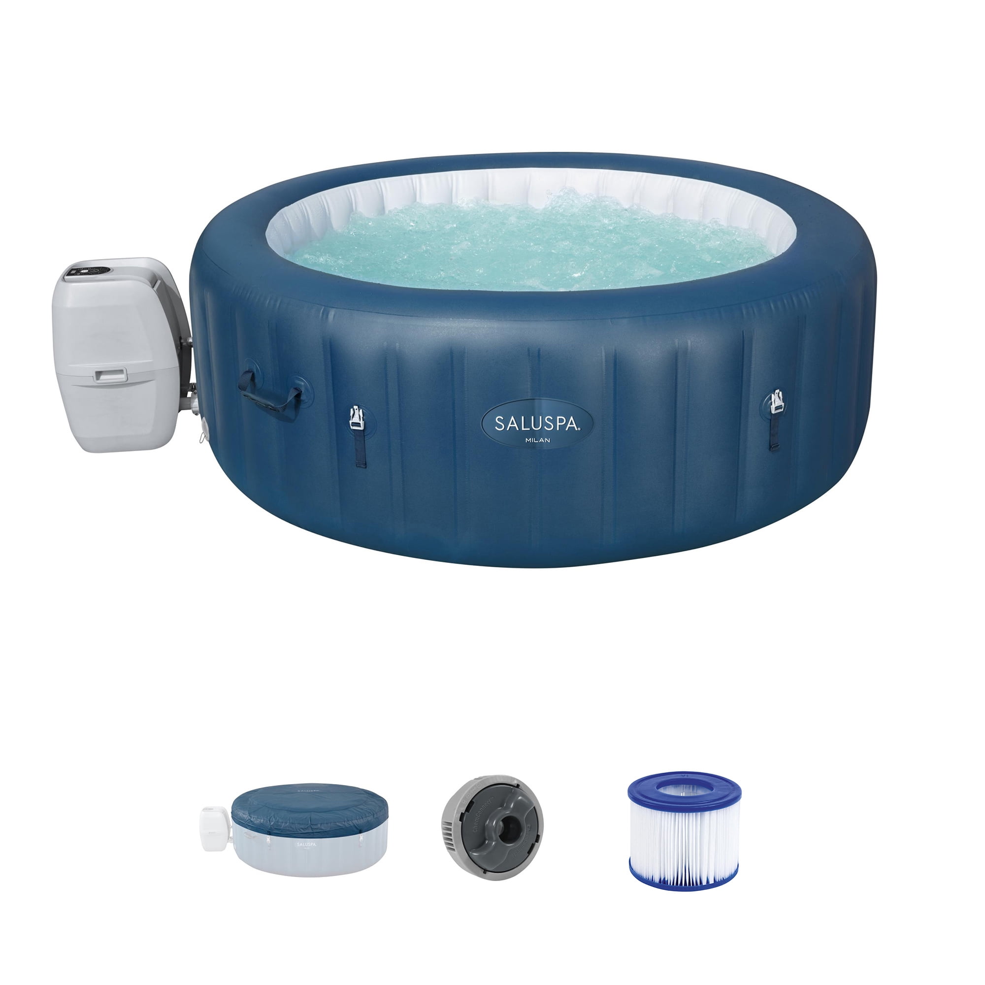 Navy Round Inflatable Hot Tub with EnergySense Cover