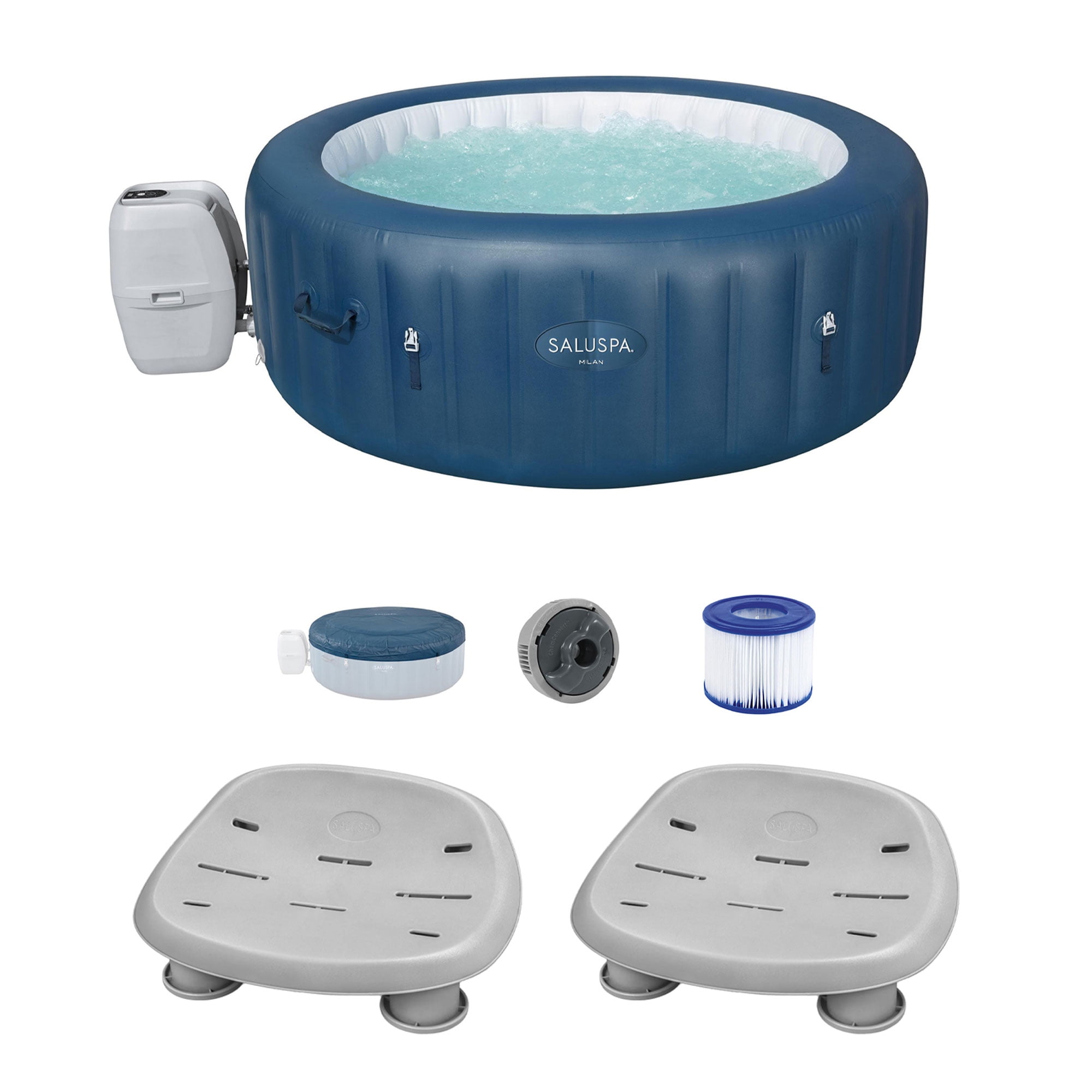 Bestway SaluSpa Milan Round Blue Inflatable Hot Tub with Seats