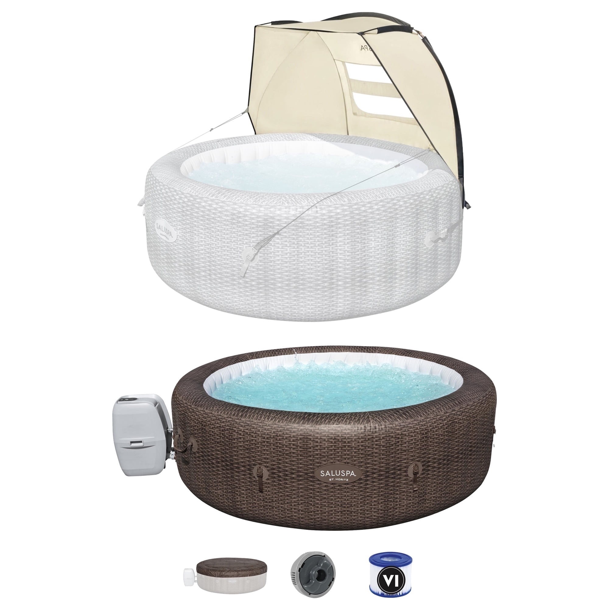 Bestway SaluSpa Shade Canopy w/ Inflatable Hot Tub w/ Pump #P09120