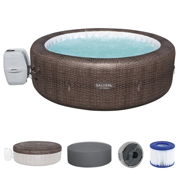 Bestway SaluSpa St. Moritz 5-7 Person Inflatable Hot Tub, Round Energy-Efficient Spa, 85" x 28"