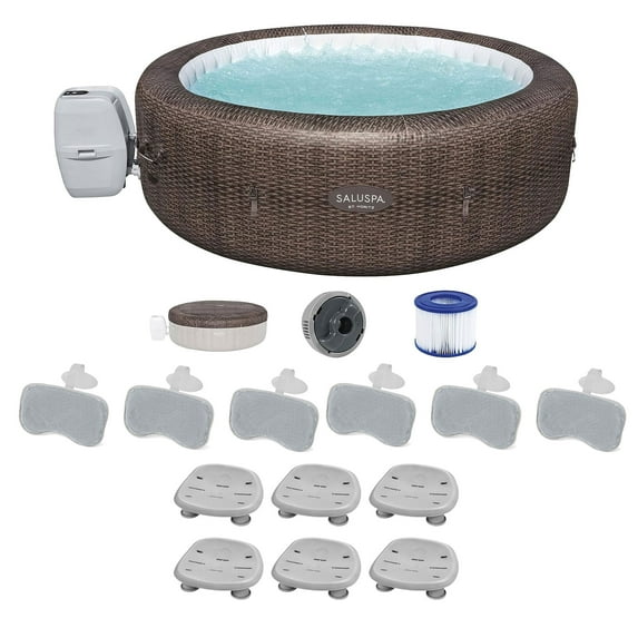 Bestway SaluSpa St Moritz Hot Tub w/Set of 6 Spa Seat & 6 Headrest Pillows