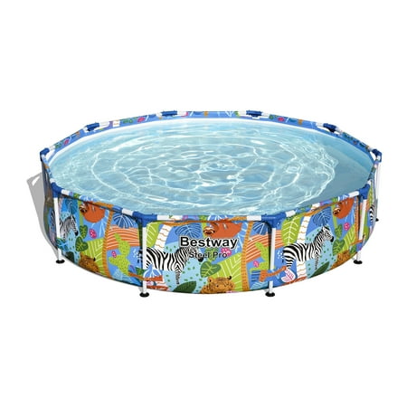 Bestway Steel Pro 10 ft. x 26 in. Round Metal Frame Above Ground Pool, Animal Print