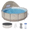 thumbnail image 1 of Bestway Steel Pro MAX 13'x42" Metal Frame Above Ground Pool, Canopy, Pump, Ladder, & Cover, 1 of 9