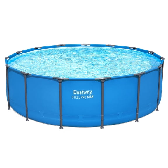Bestway Steel Pro MAX 15’ x 48" Above Ground Pool, Round Metal Frame Outdoor Swimming Pool for Backyard, Blue, POOL ONLY