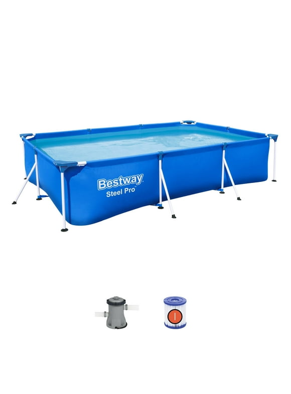 Bestway Steel Pro 9.8'x6.6'x26" Rectangular Above Ground Swimming Pool Set