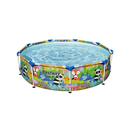 Bestway Steel Pro 9' x 26" Above Ground Round Outdoor Swimming Pool, Panda Print