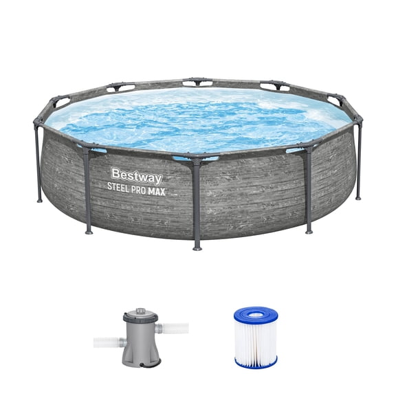 Bestway Steel Pro MAX 10' x 30" Metal Frame Above Ground Pool Set w/ Filter Pump