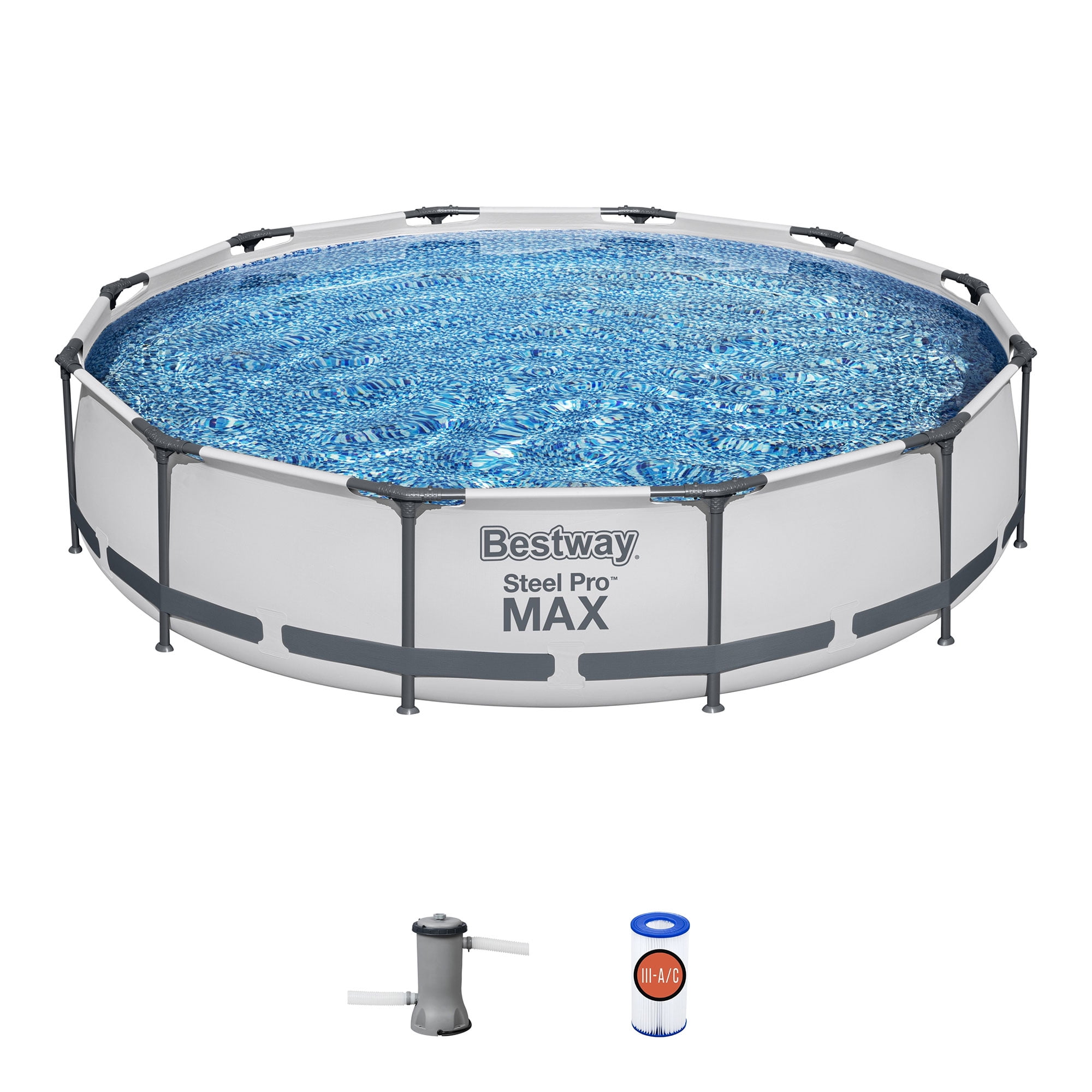 Bestway Steel Pro MAX 12 Foot by 30 Inch Above Ground Swimming Pool Set Sansujyuku sansujyuku.com