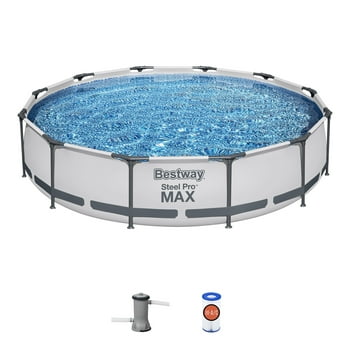 Bestway Steel Pro MAX 12 Foot by 30 Inch Above Ground Swimming Pool Set