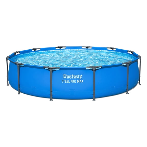 Bestway Steel Pro MAX 12 x 30" Metal Frame Above Ground Pool, Blue, POOL ONLY