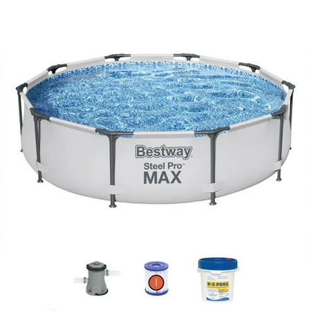 Bestway Steel Pro MAX 14 x 4 Foot Round Above Ground Swimming Pool Set