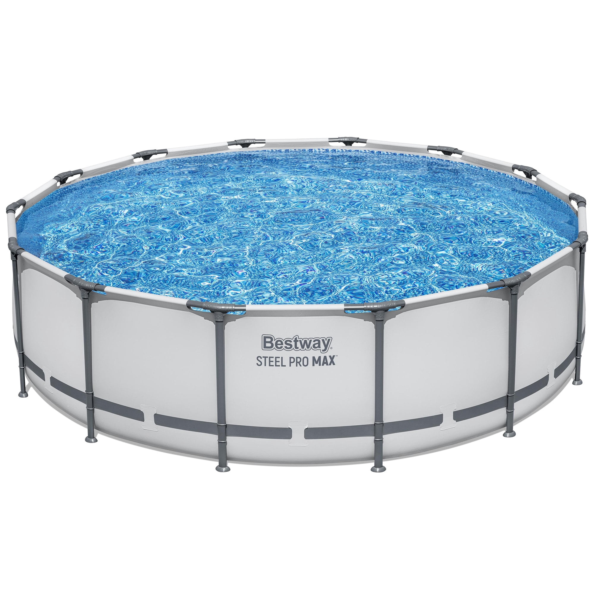 Bestway: Steel Pro MAX - 14' x 42", Grey -Round Above Ground Swimming Pool Set, ClickConnect Frame, Tritech, Filter Pump-Ladder-Cover, 3440 Gal Water