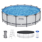 Bestway: Steel Pro MAX 14 x 42 Above Ground Pool Set - 3440 Gallon, Outdoor Family Pool, Corrosion & Puncture Resistant, Includes Filter, Pump, Ladder & Cover