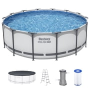 Bestway Steel Pro MAX 14'x48" Metal Frame Above Ground Pool Set w/ Pump, Ladder, & Cover
