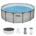 thumbnail image 1 of Bestway Steel Pro MAX 14'x48" Metal Frame Above Ground Pool w/Pump, Ladder, & Cover, Stone, 1 of 9