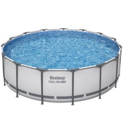 Bestway: مجموعة حمامات سباحة Steel Pro MAX 15 X 48 فوق سطح الأرض - 4231 جالون، حمام سباحة عائلي خارجي، مقاوم للتآكل والثقب، يتضمن فلترًا ومضخة وسلمًا وغطاء