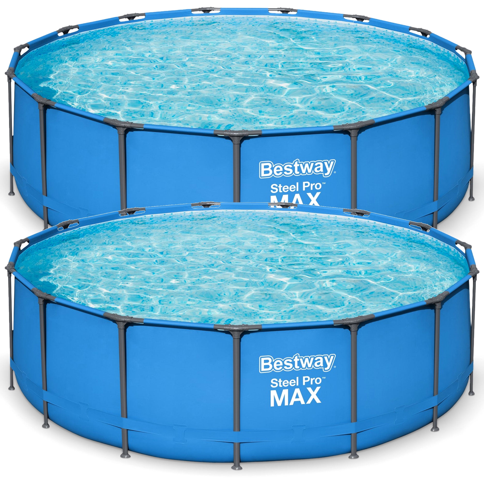 Bestway Steel Pro MAX 15' x 48" Round Above Ground Swimming Pool for Backyard, 2 Pack