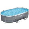 thumbnail image 1 of Bestway Steel Pro MAX - 16' x 10' x 42" - Oval Above Ground Swimming Pool Set, ClickConnect Frame, Tritech, Filter Pump-Ladder-Cover, 2,893 Gal Water, 1 of 11