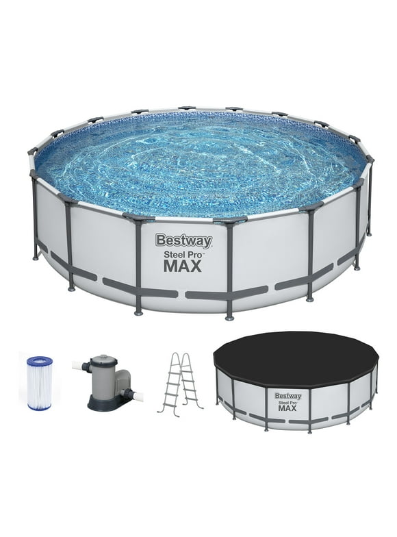 Bestway Steel Pro MAX 16' x 4' Above Ground Round Pool Set w/ Accessory Kit