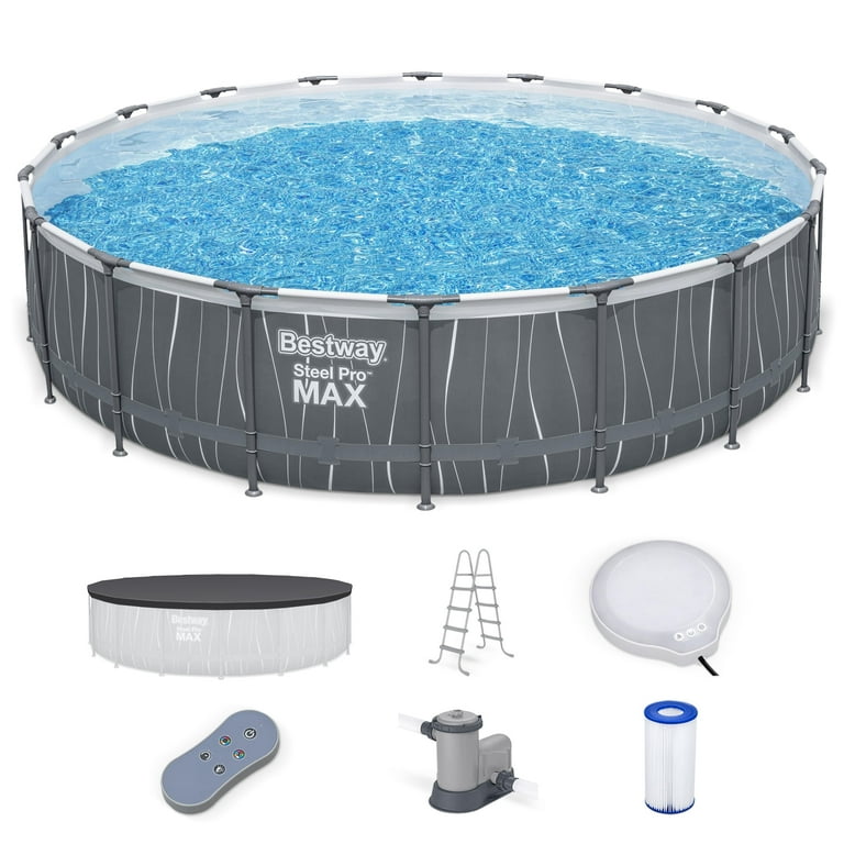 Bestway Steel Pro MAX 18'x48" Round Above Ground Pool w/LED Light & Remote