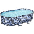 thumbnail image 1 of Bestway: Steel Pro Max - Oval Swimming Pool Set - 14' x 8'2" x 39.5, Blue Camo - Above Ground, Tritech Construction, Filter Pump, Ladder, 1,915 Gal., 1 of 8
