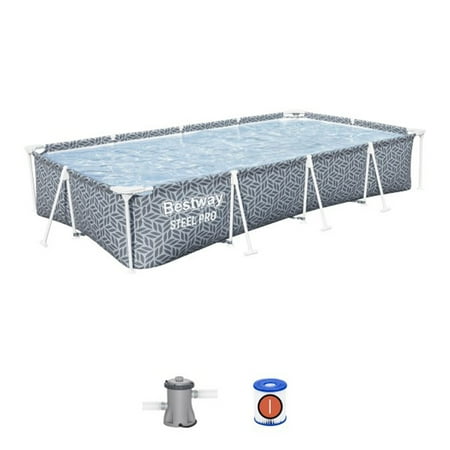 Bestway Steel Pro Rectangle Above Ground Pool Set, 12' x 6'7" x 26"