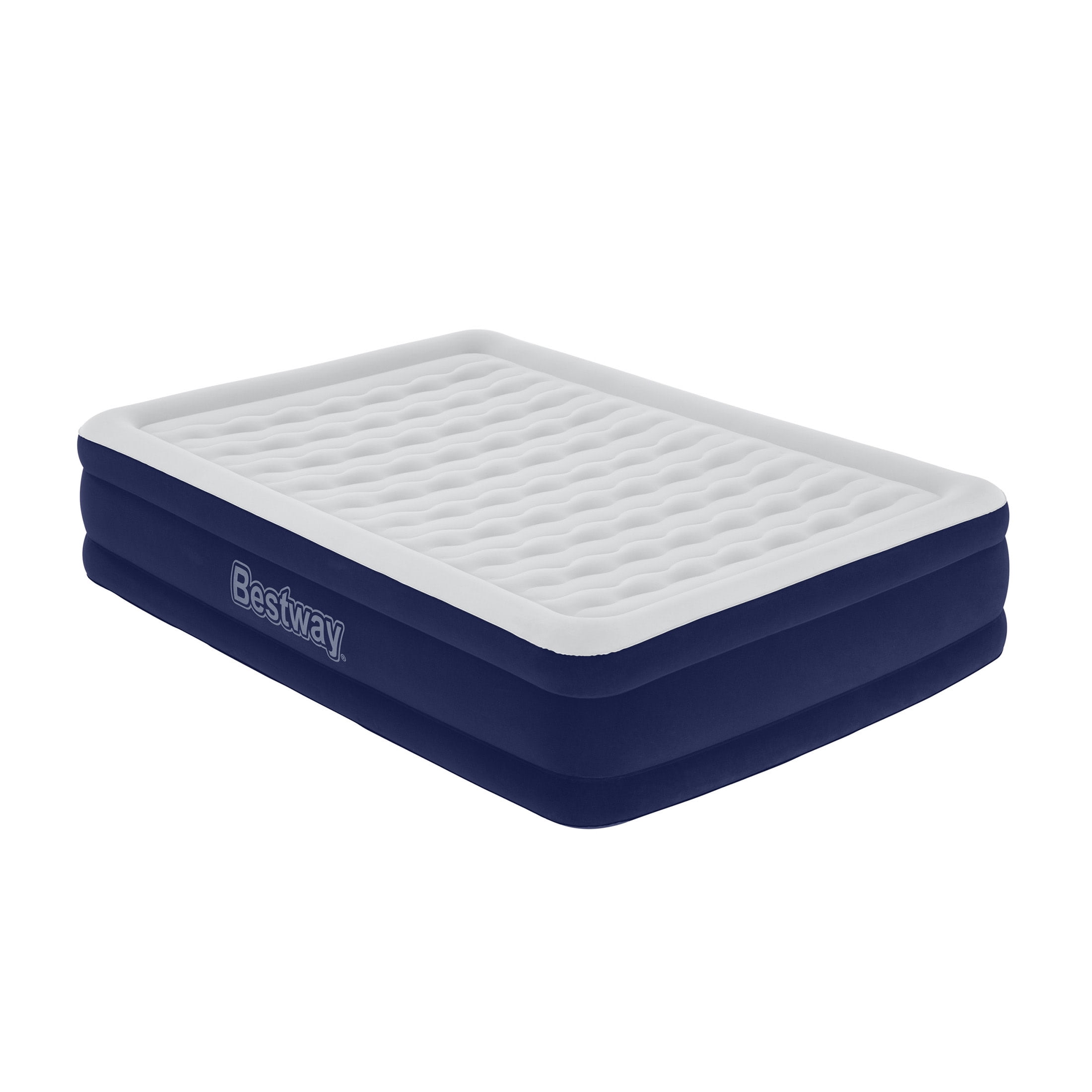 Bestway Full Navy and White Air Mattress with Built-in Pump