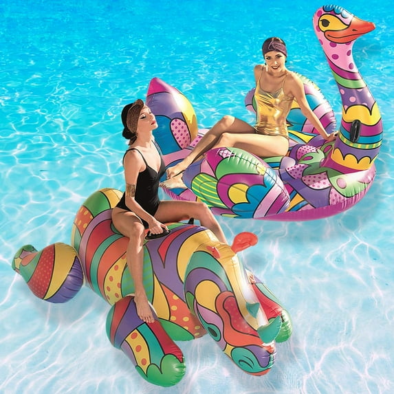 Bestway Vinyl Pop Rhino Ostrich Pool Float, Multicolor