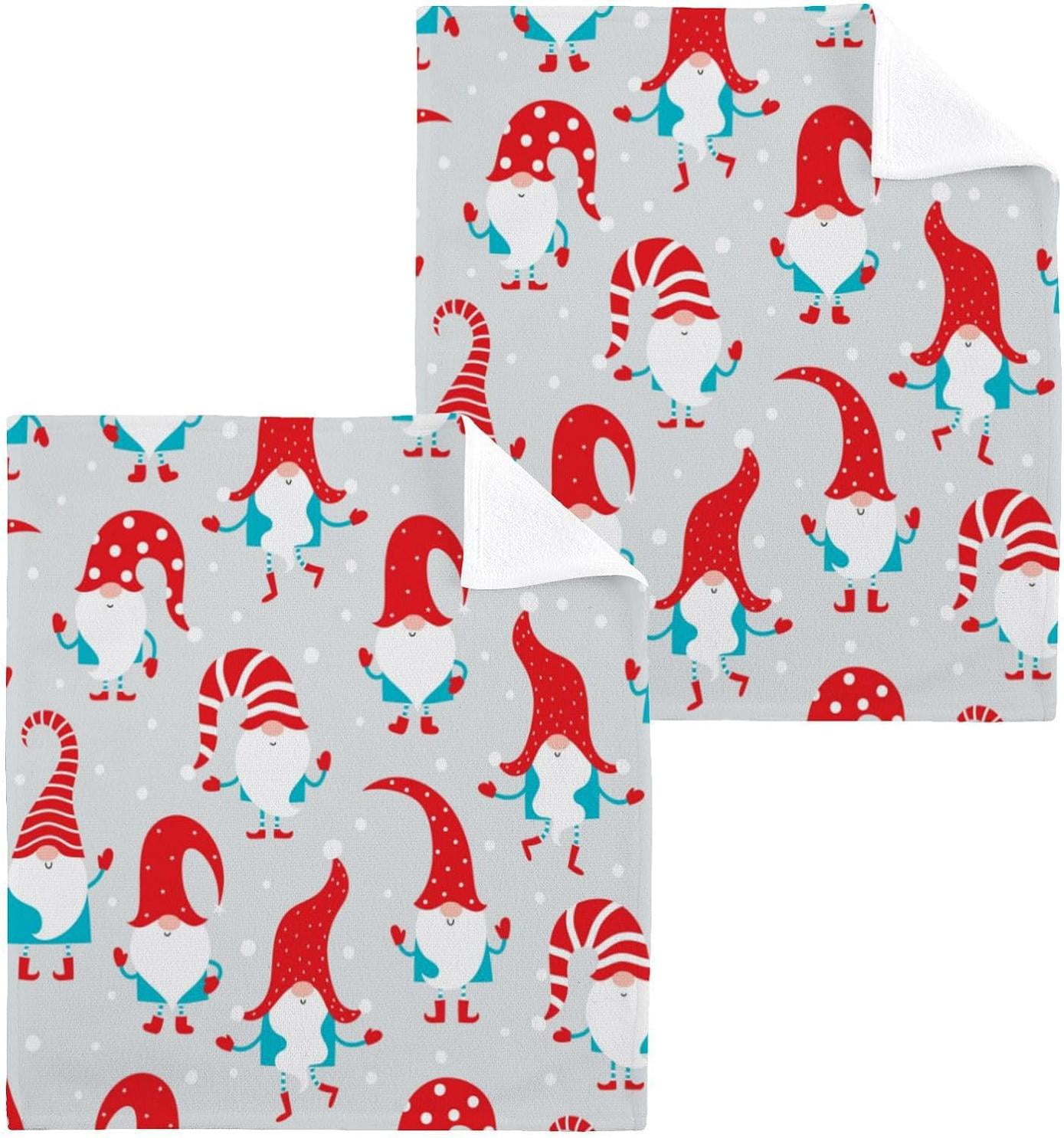 Bestwell 2 pack Christmas Gnome Washcloths, Absorbent Soft Cotton