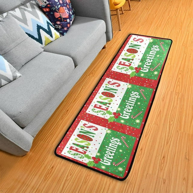 Bestwell 2'x6' Winter Season's Greetings Runner Rug with Rubber Backing