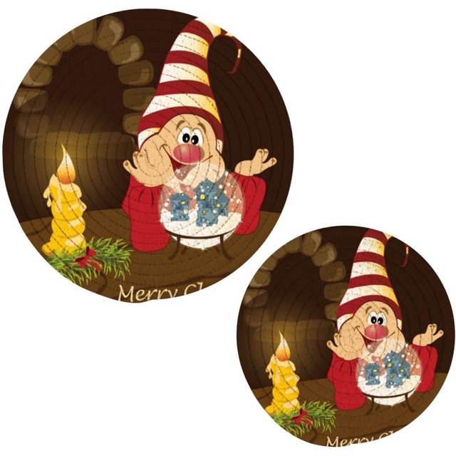Bestwell 2PCS Gnome with A Candle Trivets Pot Holders Set and Placemats