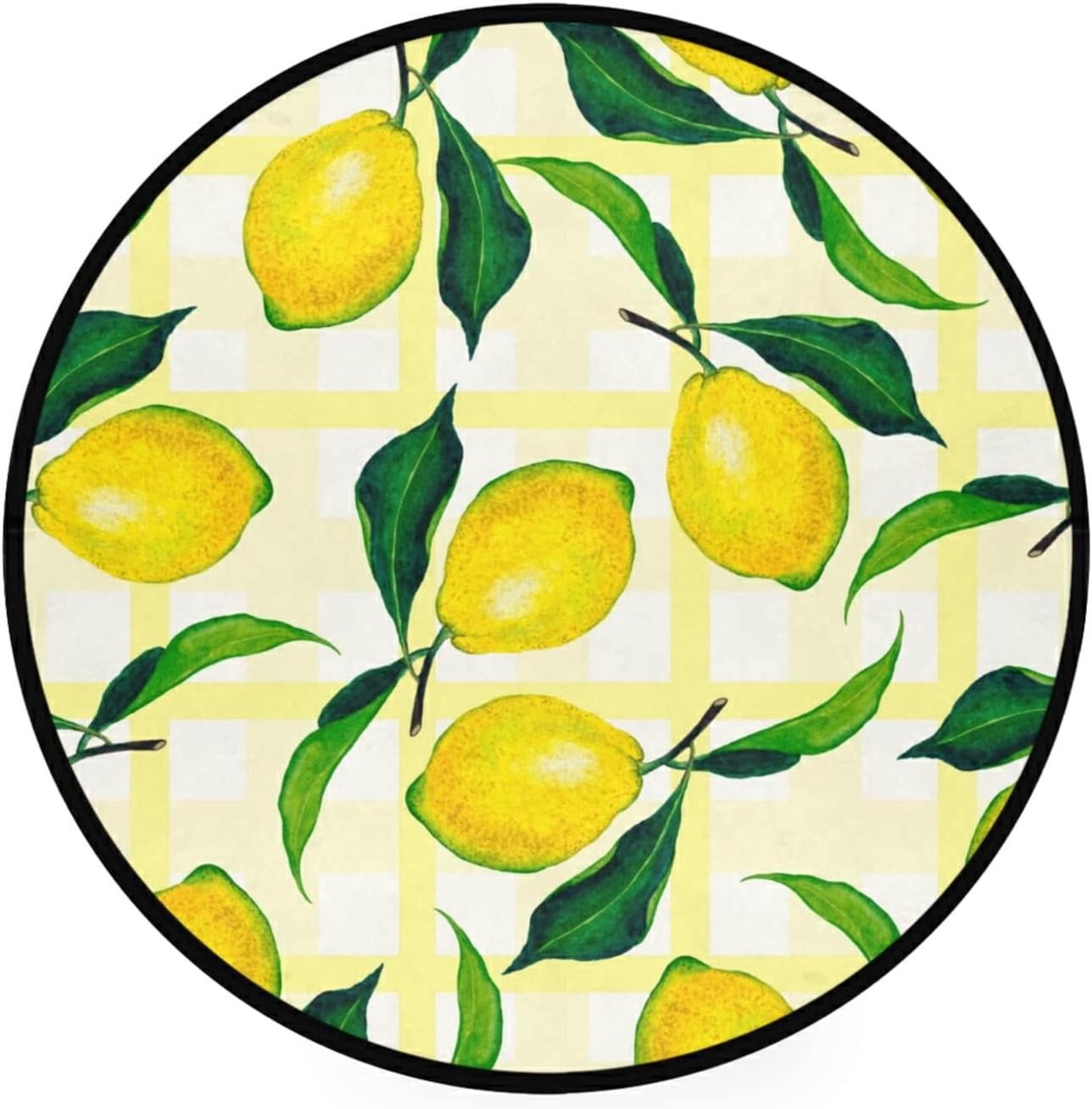 Bestwell 3 x 3 Feet Lemon Watercolor Hand Drawn on A Checkered ...