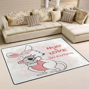 Bestwell 36"×24" Valentine Kangaroo Koala Non-Slip Area Rug, Pink Hug Love Floor Carpet, Comfort Soft Floor Mats Decor for Indoor Front Porch,Living Room, Bedroom,Kitchen