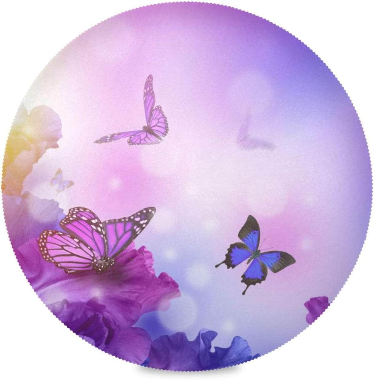 Bestwell 4 Pieces Purple Butterfly Flower Round Placemats Table Mats bestwell-4-pieces-purple-butterfly-flower-round-placemats-table-mats