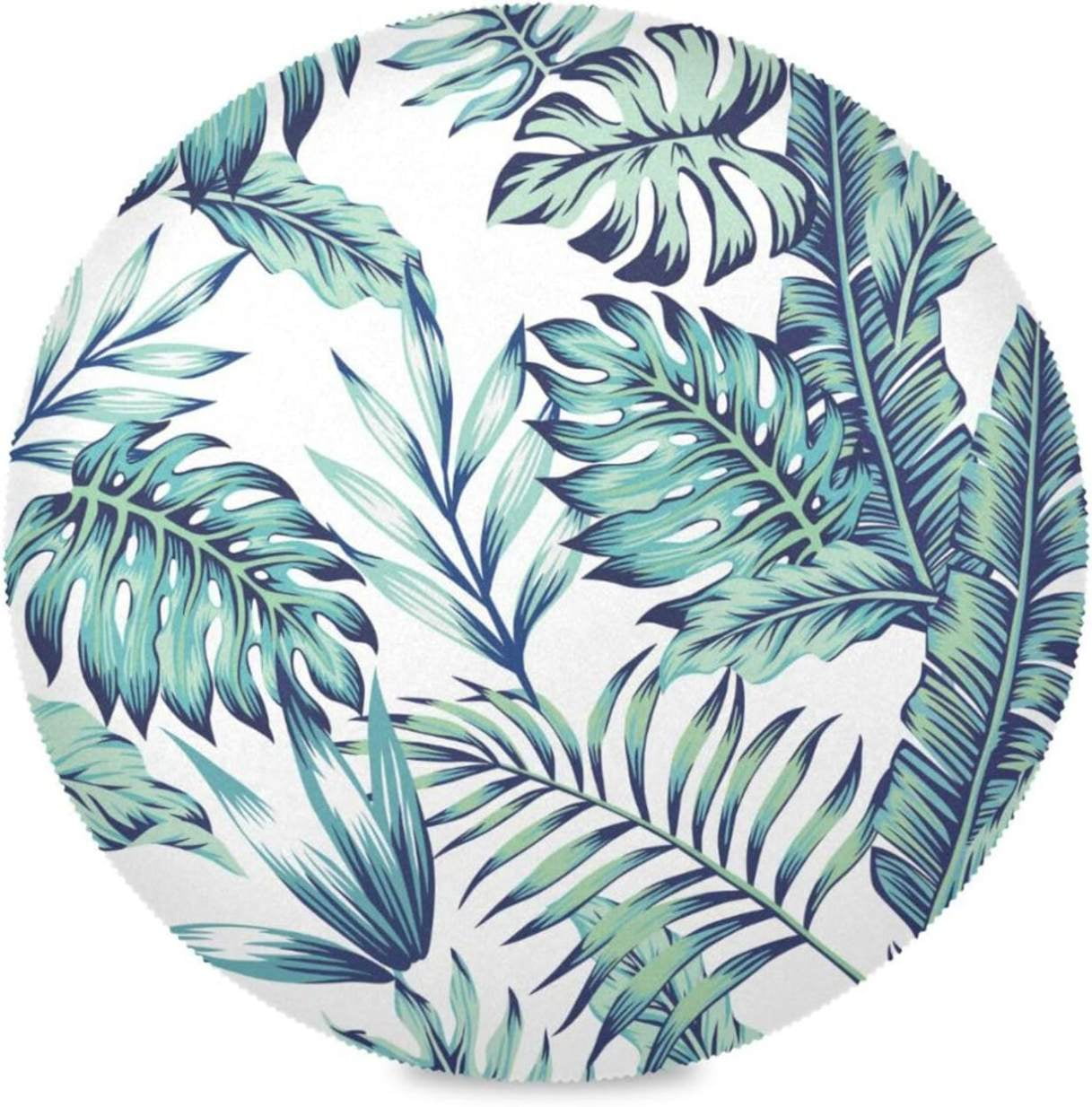 Bestwell 4 pieces Tropical Palm Round Placemats, Table Mats for Kitchen