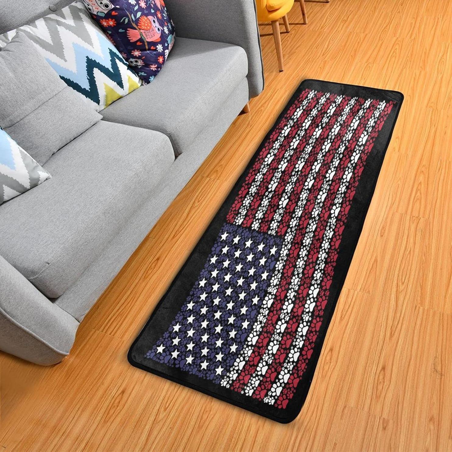 Bestwell American Flag Runner Rug with Rubber Backing,2x6 feet Funny