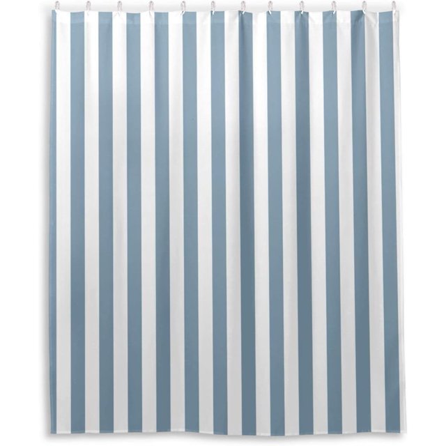 Bestwell Blue White Stripes Shower Curtain Bathroom Decor Waterproof