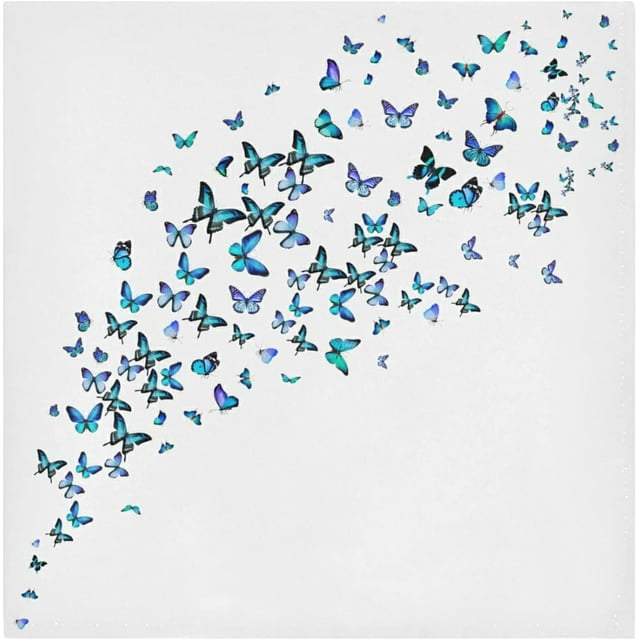 Bestwell Cloth Napkins Set of 6 Blue Butterflies Printed Decorative