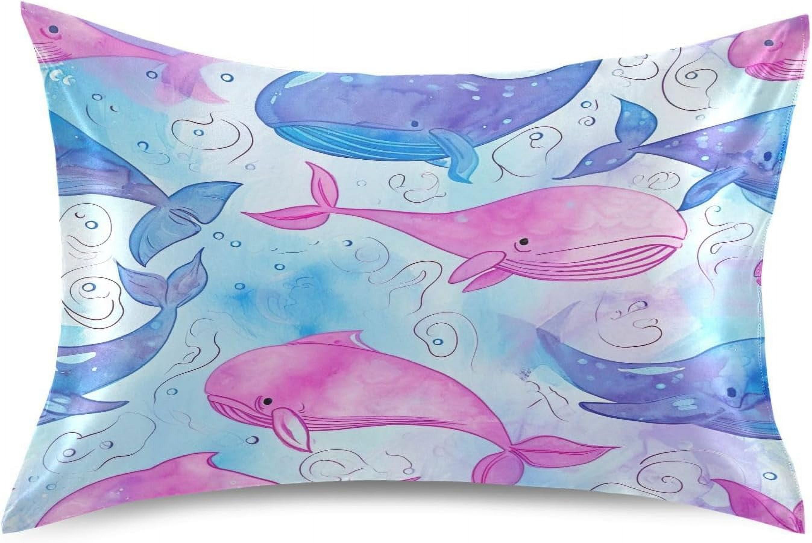 Bestwell Cute Dolphins Pillowcase for Hair and Skin Silk Pillowcase King Size 20 ×40In,Soft and