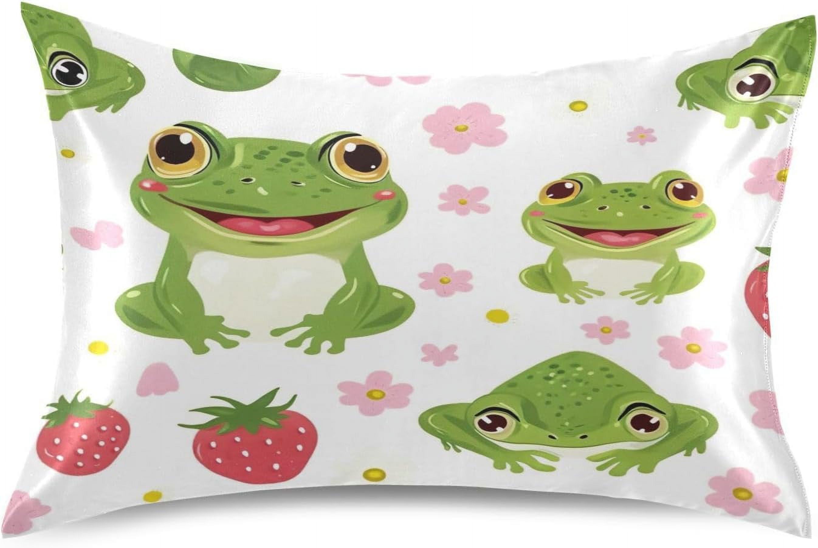 Bestwell Cute Frog (2) Pillowcase for Hair and Skin Silk Pillowcase King Size 20 ×40In,Soft and