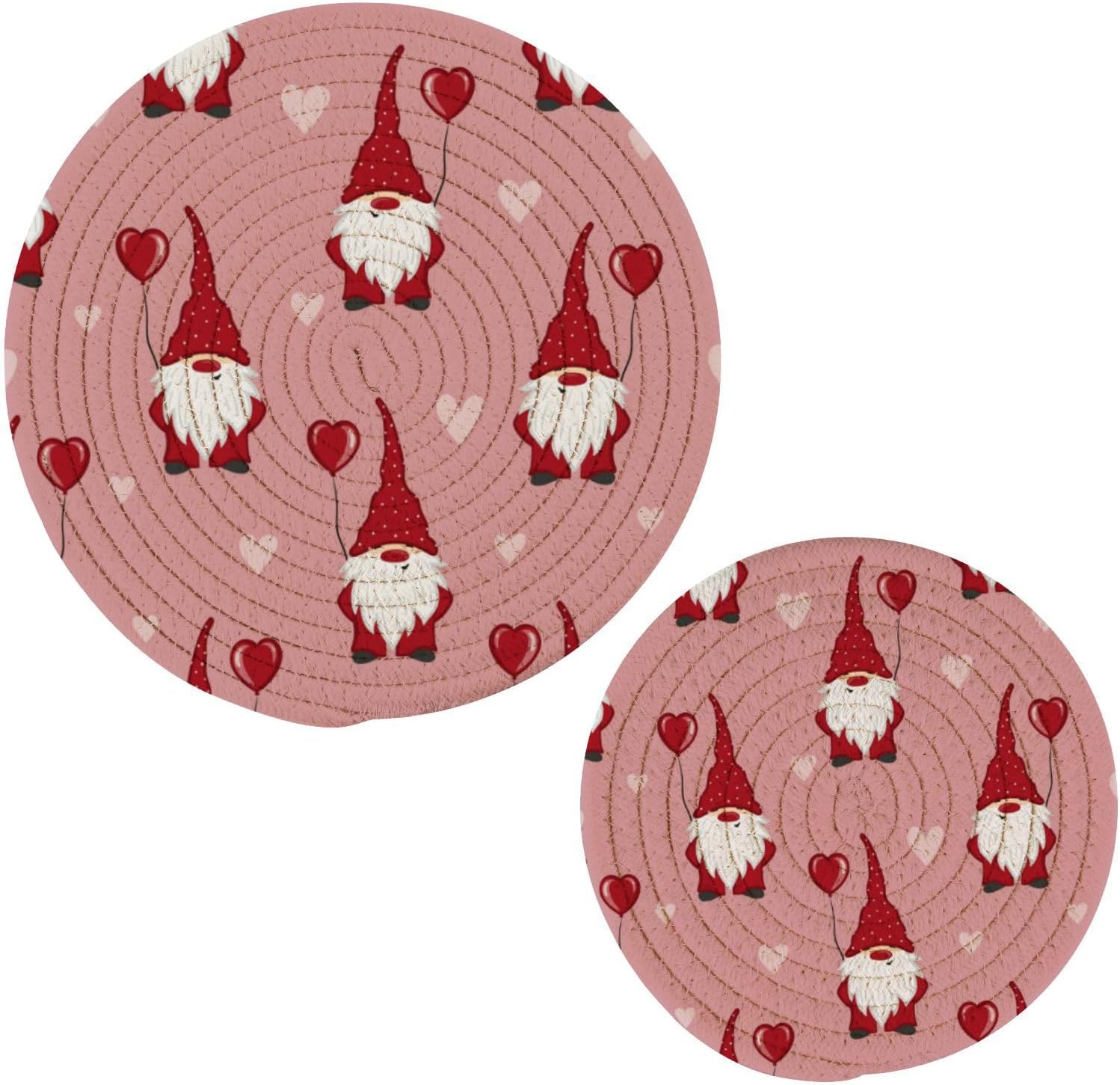 Bestwell Cute Gnomes Cotton Pot Holder Set of 2, Pure Cotton Heat