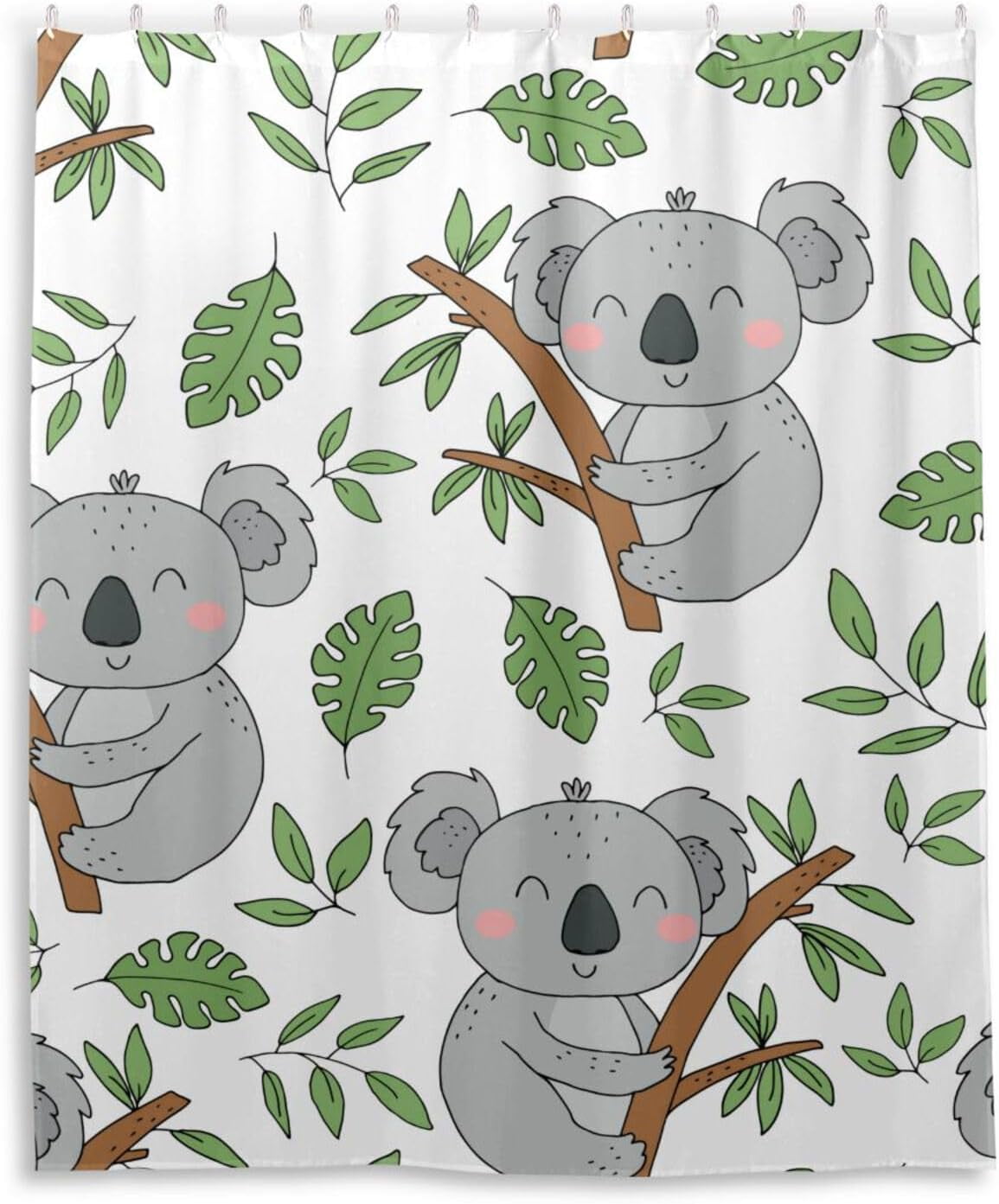 Bestwell Cute Koala Bathroom Waterproof Shower Curtain Set Bathtub ...