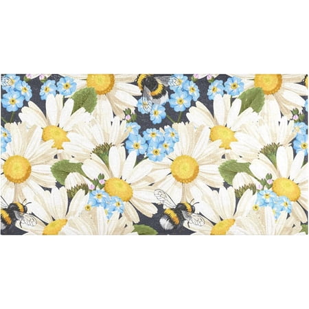 Bestwell Daisy Flower 39" x20" Soft and Absorbent Bathroom Rugs,Quick Dry Machine Washable Bath Mat for Bathroom Kitchen Bathtub