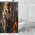 Bestwell Flame Tiger Shower Curtain Waterproof Fabric with 12 Hooks