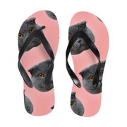 Bestwell Flip Flop Casual Non-slip, British Cat Faces With On Pastel Pink Color Thong Sandals for Women Men, Beach Summer Slippers, XL