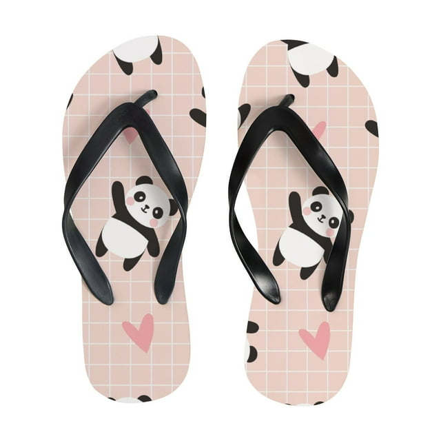 Bestwell Flip Flop Casual Non-slip, Cute Panda Pink With Hearts Thong ...