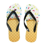 Bestwell Flip Flop Casual Non-slip, Retro Ice Cream Pattern Thong Sandals for Women Men, Beach Summer Slippers, L