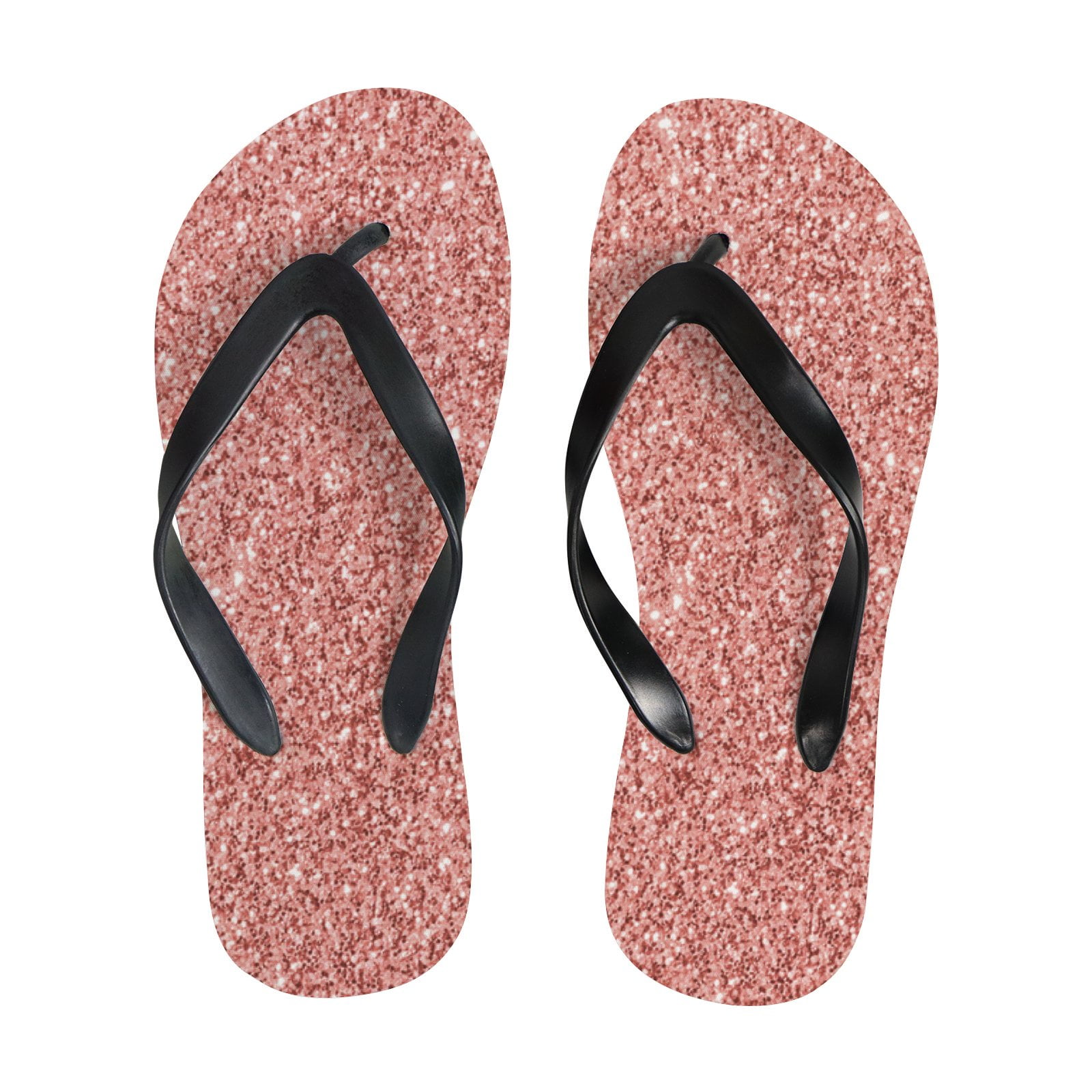 Bestwell Flip Flop Rose Gold Glitter Texture Summer Casual Sandals Beach Rubber Shower Shoes Basic Thong Sandals for Women Men M Walmart