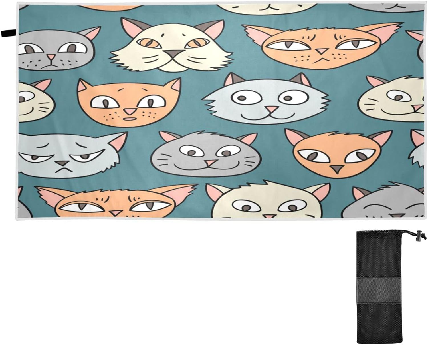 Bestwell Funny Cartoon Cats Beach Towel Lightweight Compact Oversized
